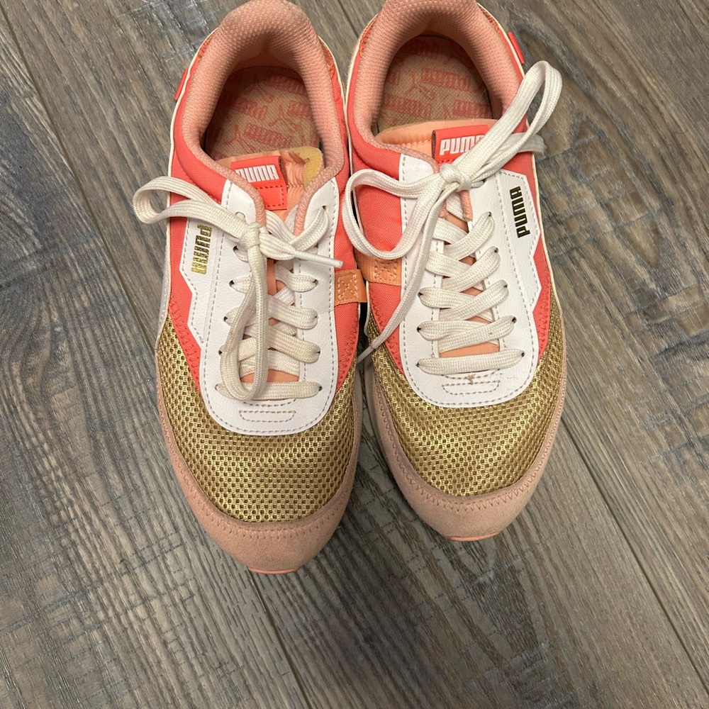 Puma Pink and Gold Sneakers